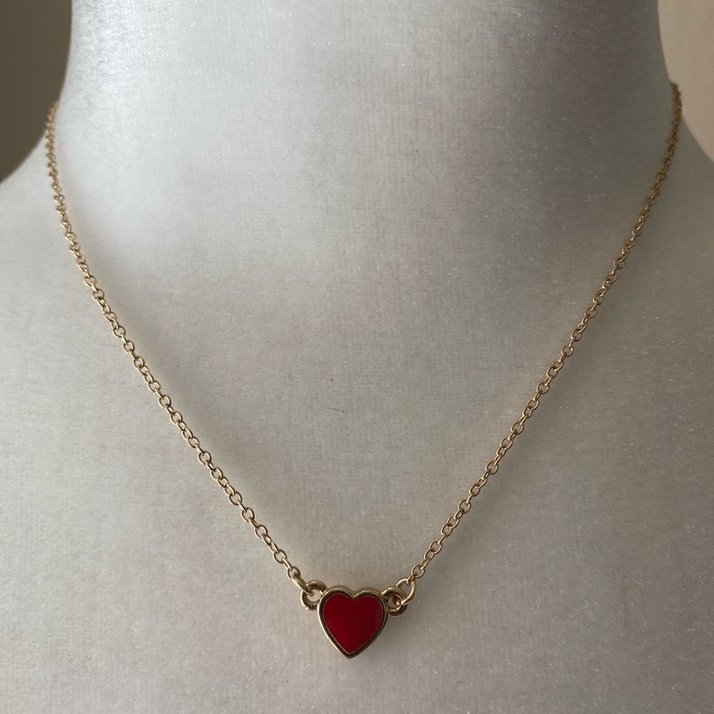 Kate Spade Red Enamel Heart Necklace